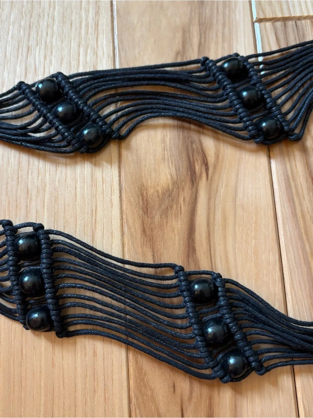 Y2K Black Boho Embellished Tie Belt
